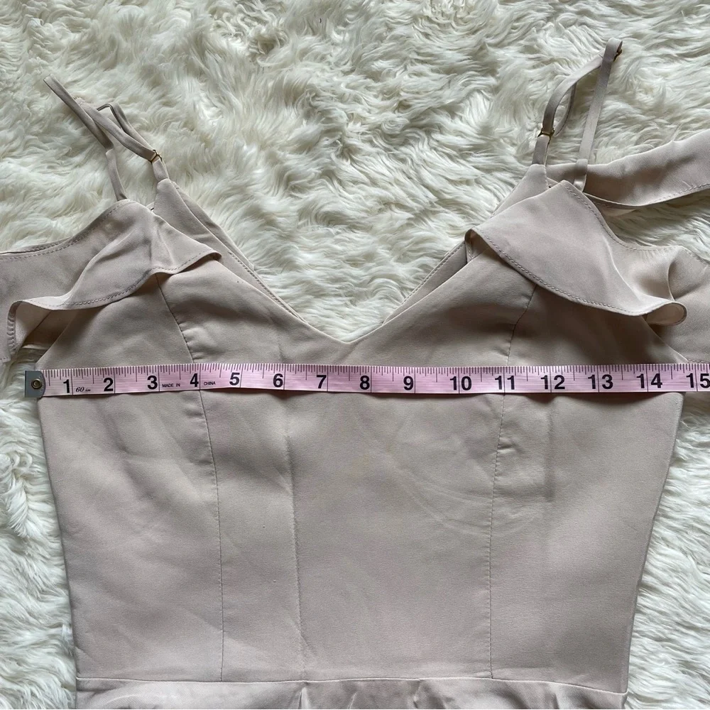 Amanda Uprichard Dress Tate Cold Shoulder Fit & Flare 100% Silk Bone Nude P